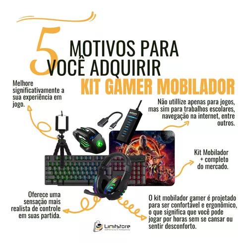 Kit Mobilador Completo Jogar Free Fire P/ Celular Led Rgb