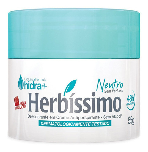 Kit Com 10 Desodorante Creme Herbissimo Neutro 55g