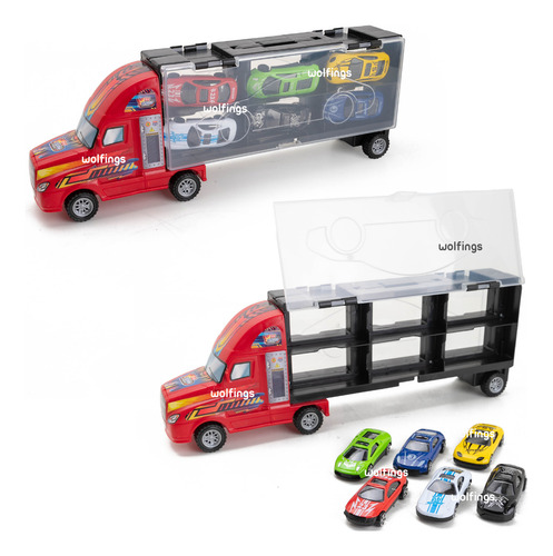 Camion Juguete Porta 12 Autos Valija Maletin + 6 Autitos