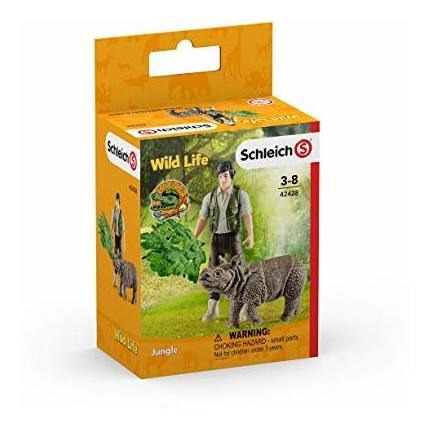Schleich Ranger Y Juego De Juego De Rinoceronte Indio Monigo