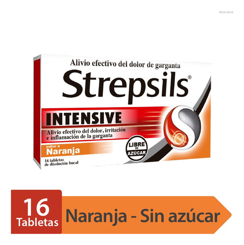 Strepsils Intensive Sin Azucar Naranja X 16 Tabletas