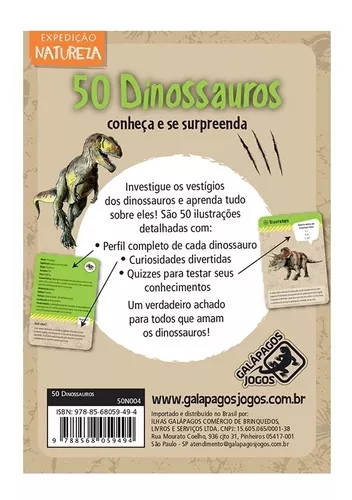 Jogo de Cartas 50 Dinossauros Expedição Natureza Galápagos Jogos