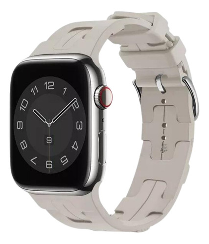 Pulseira Single Tour Silicone Compatível Com Apple Watch Cor Bege Largura 20 Mm