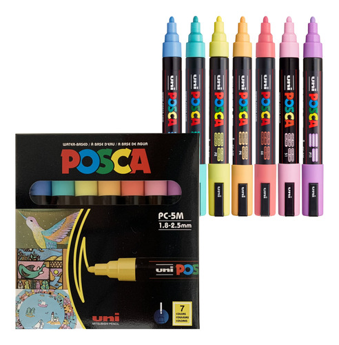 Uni Posca - Rotulador De Punta Media, 7 Colores Naturales (.