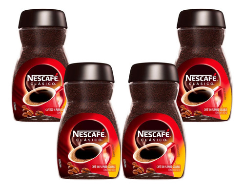 4 Pack Cafe Soluble Clasico Nescafe 60 Grs