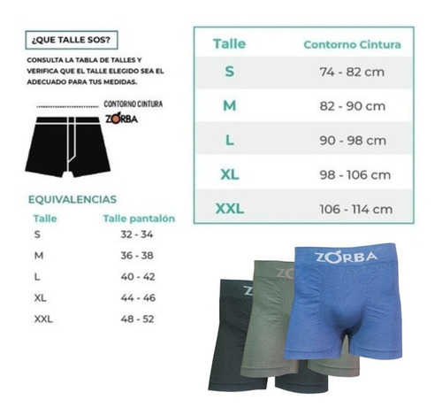 Imagen 4 de 7 de Pack X6 Boxer Zorba Sin Costura Liso Hombre Art. 130