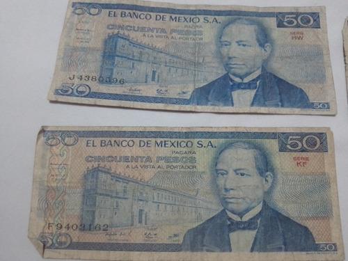 Billete 50 Pesos Benito Juárez 1971 México Antigüo Original