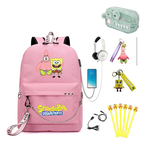 Bob Esponja Mochila Con Usb 12pcs Jl