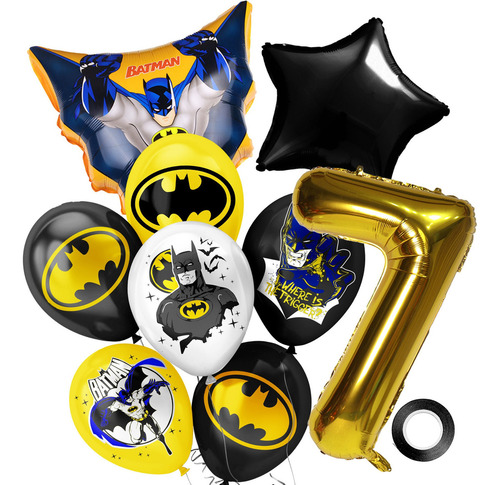 Kit Fiesta Batman Globos De Cumpleaños Decoración Color Number 7