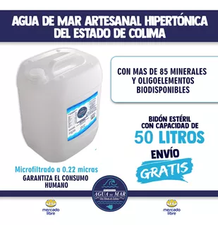 Agua De Mar Artesanal Hipertónica De Colima 50i Envíogratis