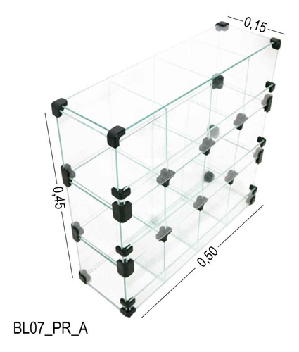 Baleiro De Vidro 0,50 X 0,45 X 0,15 Com 12 Casulos 