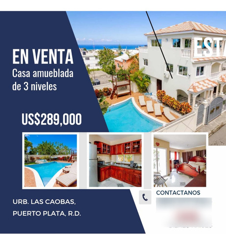 Casa En Venta De 3 Niveles En Urb De Puerto Plata