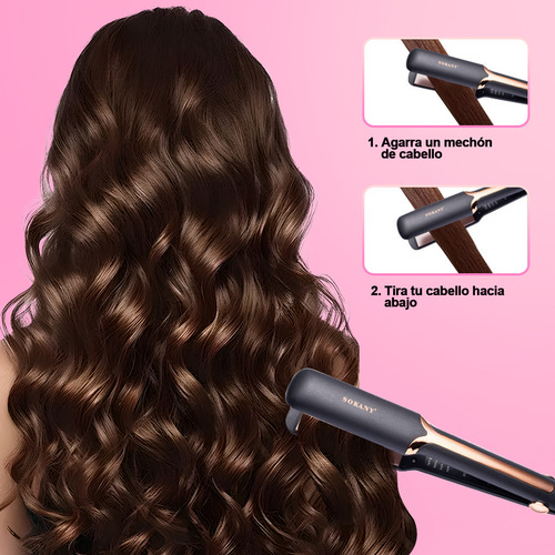 Plancha Cabello Profesional 2 En 1 Para Hogar Dorado