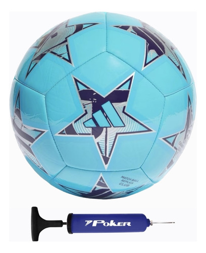 Bola Campo adidas Champions League Club + Bomba De Inflar Cor Azul/Prata