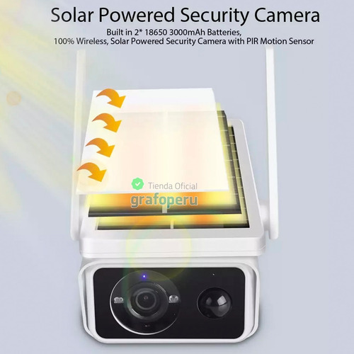 Imagen 6 de 7 de Camara Bateria Panel Solar Recargable Exterior 1080p Ip Wifi