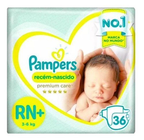 Fralda Pampers Premium Care Rn Plus C/36 Unidadas 3 À 6 Kg