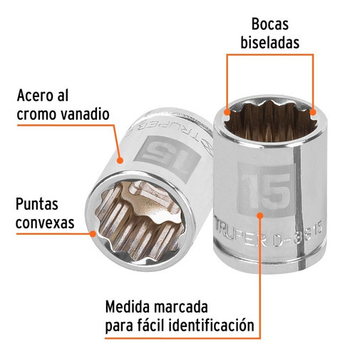 Dado De 12 Puntas Cuadro 3/8p De 15mm
