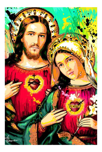 Cuadros Jesus Virgen Maria Religiosos Bastidor