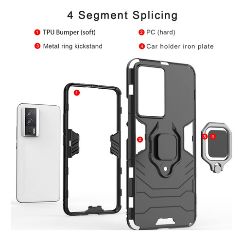 Funda Uso Rudo Carcasa Para Poco F5 Pro 5g+mica Rojo Xiaomi Poco F5 Pro 5g/redmi K60 Pro/k60