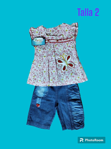 Conjuntos De Pescador De Blue Jeans Y Blusa En Tela P/bebe