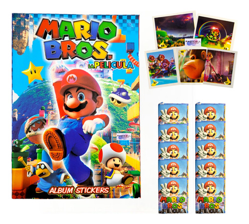 Álbum Super Mario Bros + 100 Láminas Auto-adhesivas 