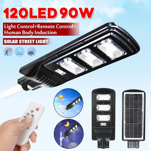 Imagen 5 de 8 de Luminaria Solar Luz Led 90w Alumbrado Publico Potente Sensor