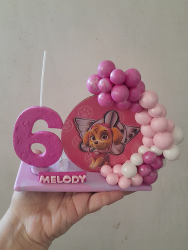 Vela Adorno De Torta En Porcelana Con Luces Paw Patrol