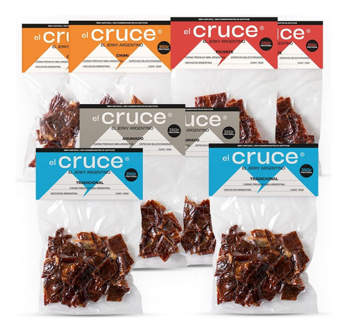 Combo Surtido El Cruce X8 75g C/u Jerky Charqui Carne Seca