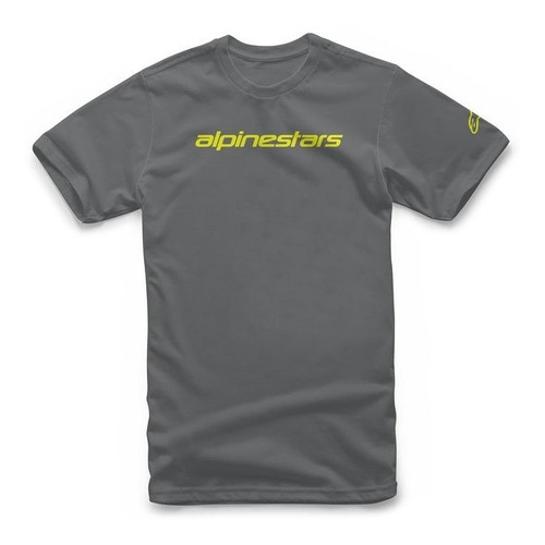 Camiseta Alpinestars Linear Wordmark Cinza Amarelo