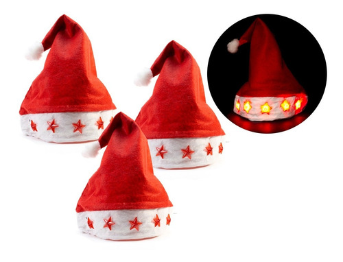 12 Gorros De Navidad Con Luz Luminosos Santa Claus N14 | Meses sin intereses