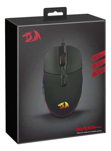 Mouse Gamer Redragon Invader Pro M719 Rgb Wireless Black