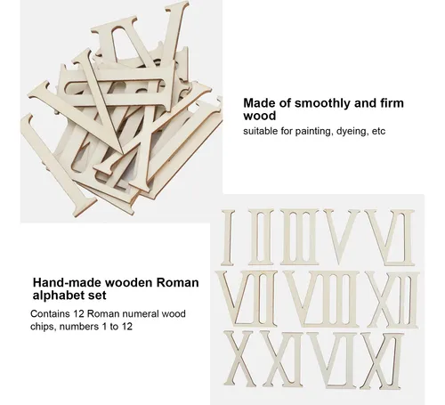 12 Piezas De Números Romanos De Madera, Números De Reloj Art