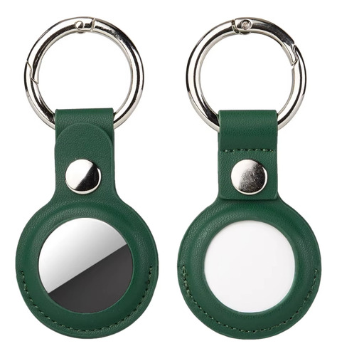 Capa De Couro Genuíno Para Air Tag - Chaveiro Verde