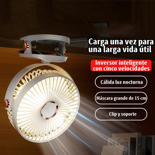 Ventilador Portátil Con Luz Y 5 Velocidades