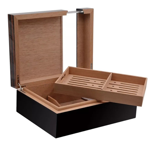 Humidor Habanos 50 Cigarros Cubanos Higrómetro Nogal Cedro