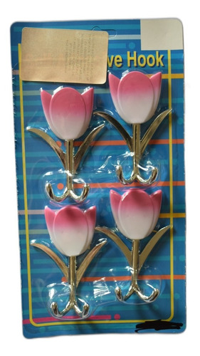 Caja Con 40 Piezas De Ganchos Para Baño Diseño De Tulipán