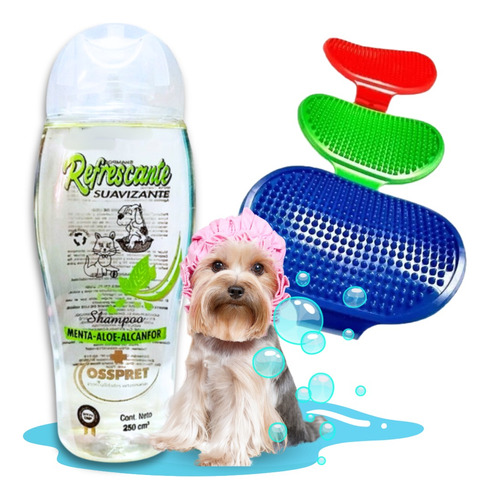 Shampoo Suavizante Refrescante Aloe Menta Perro Gato Osspret