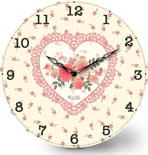 Coquette - Reloj De Pared Vintage De Corazón Rosa De 12 PuLG