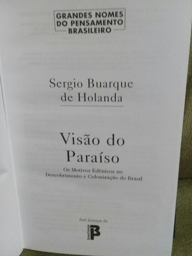 Sergio Buarque De Holanda Visao Do Paraiso Capa Dura