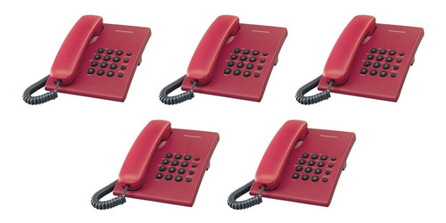 Kit X 5 Teléfono Fijo Panasonic Kx-ts500 Rojo Premium