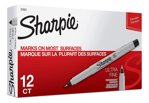 Marcadores Permanentes Sharpie, Punta Ultrafina, Negro, 12