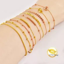 Miqiao-pulsera De Oro Amarillo De 18k Auténtico Para Mujer,