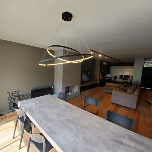 Imagen 5 de 10 de Lampara Colgante Led Circular Doble 28/44 50w 2 Luces Araña