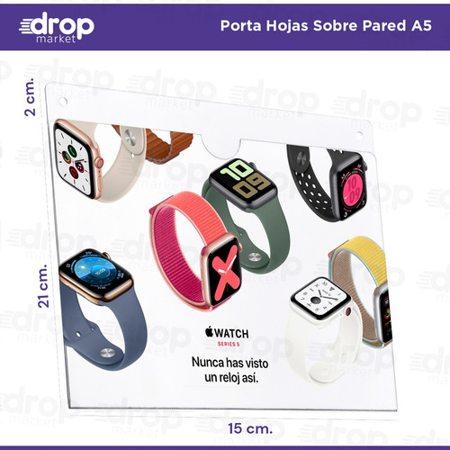 Imagen 3 de 10 de Porta Hojas A5 15x21 Sobre Pared Pet Tipo Acrílico X 1 U.