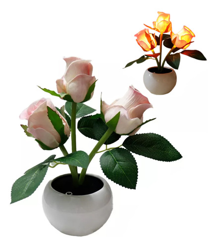 Linterna Decorativa De Flores Artificiales Con Luz Led
