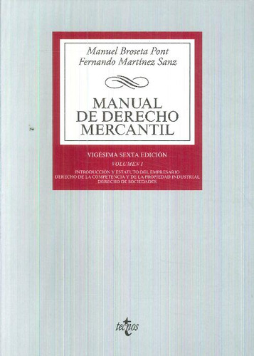 Libro Manual De Derecho Mercantil. Volumen I De Manuel Brose