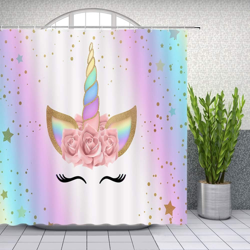 Cortina De Ducha Con Diseño De Unicornio, Cabeza Mágica, Dis