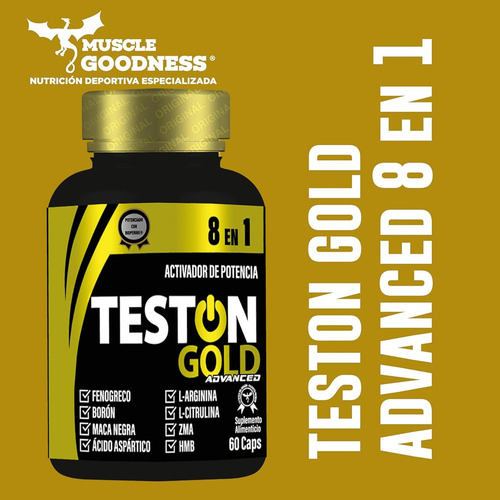 Muscle Goodness Teston Gold Advanced 8 En 1. 60 Cápsulas Sin Sabor. Sin Sabor