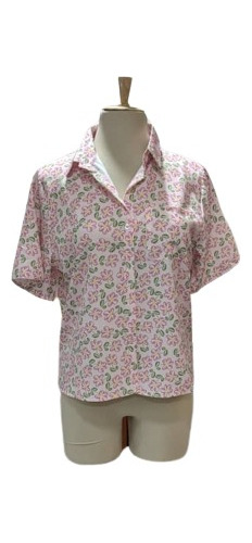 Camisa Floreada Casual Dama Manga Corta Para Mujer 2023-10