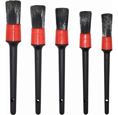 Cepillo Brocha Lavado Auto Detallado Automotriz Belleza 5pcs Color Negro